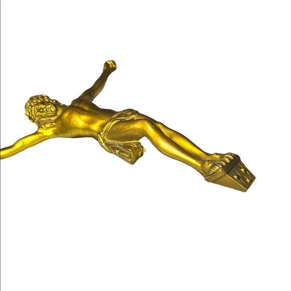 Antique Black Oak wood Victorian Heavy Brass Crucifix Religious Jesus Wall hang - Picture 9 of 16